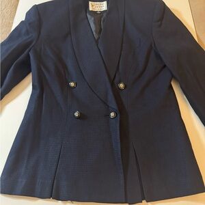Vintage Double Breasted Navy Blazer and Skirt Power Suit